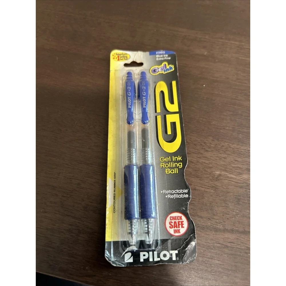Pilot G2 Retractable Premium Gel Ink Roller Ball Pens Bold Point 2 Pk Blue Ink 1